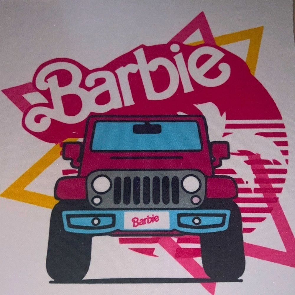 BARBIE Jeep Sublimation Design for Little Girls Shirts 6”